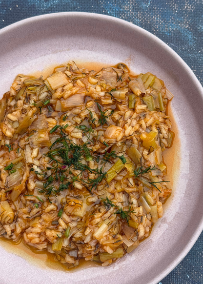 Greek leek rice dish